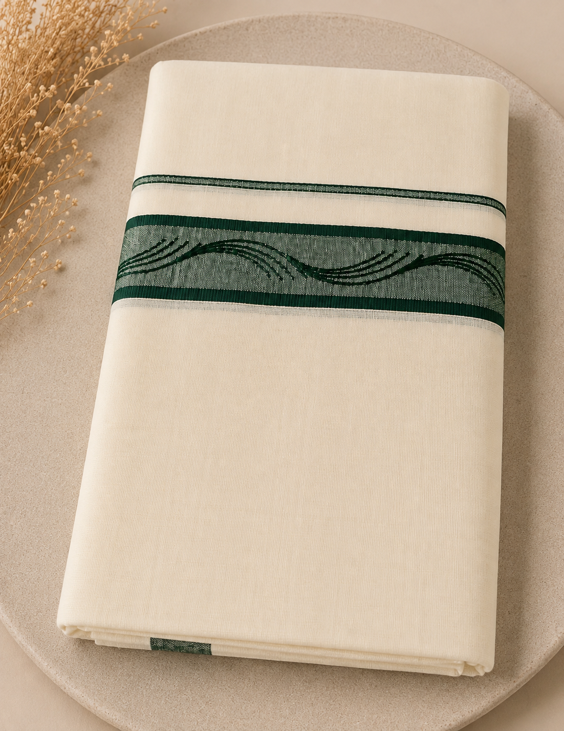 Mens Mundu ( Dark Green Kara)