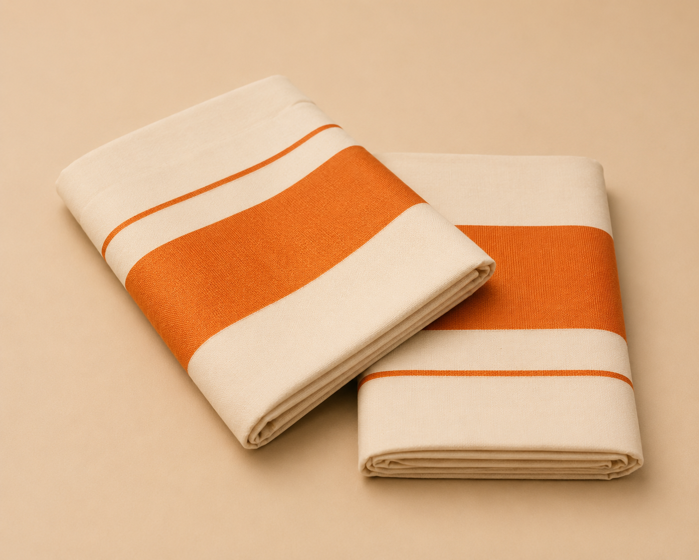 Kerala Set Mundu with Orange Border