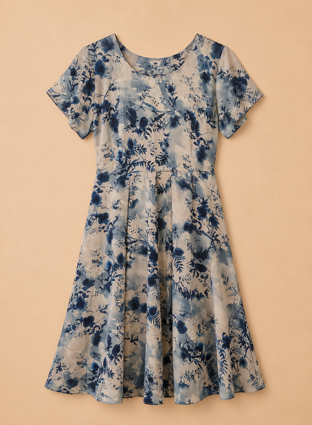 Blue Floral Flared Maxi Dress