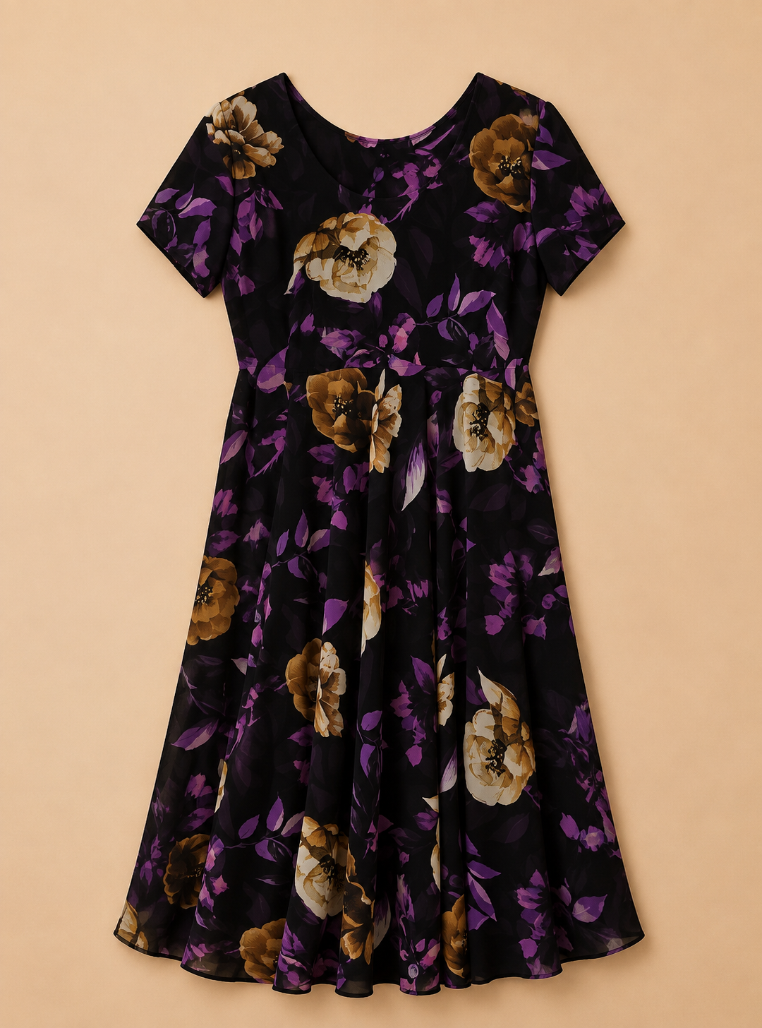 Black & Purple Floral Maxi Dress