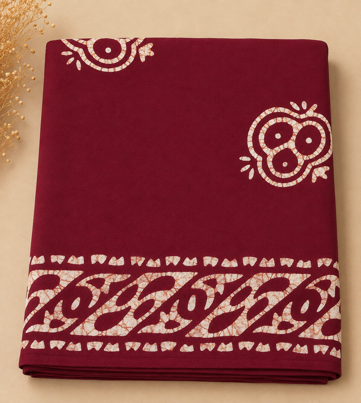 Crepe Georgette Saree with Unstitched Blouse Piece (Burgundy)