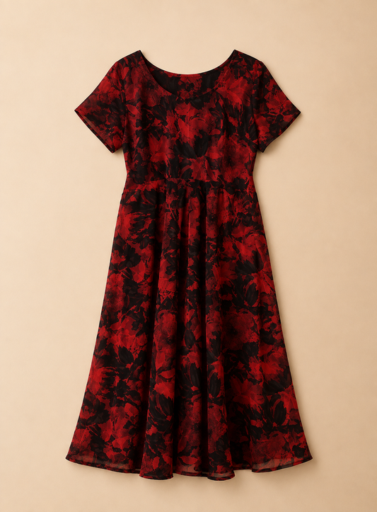 Floral Maxi Dress Black and Red