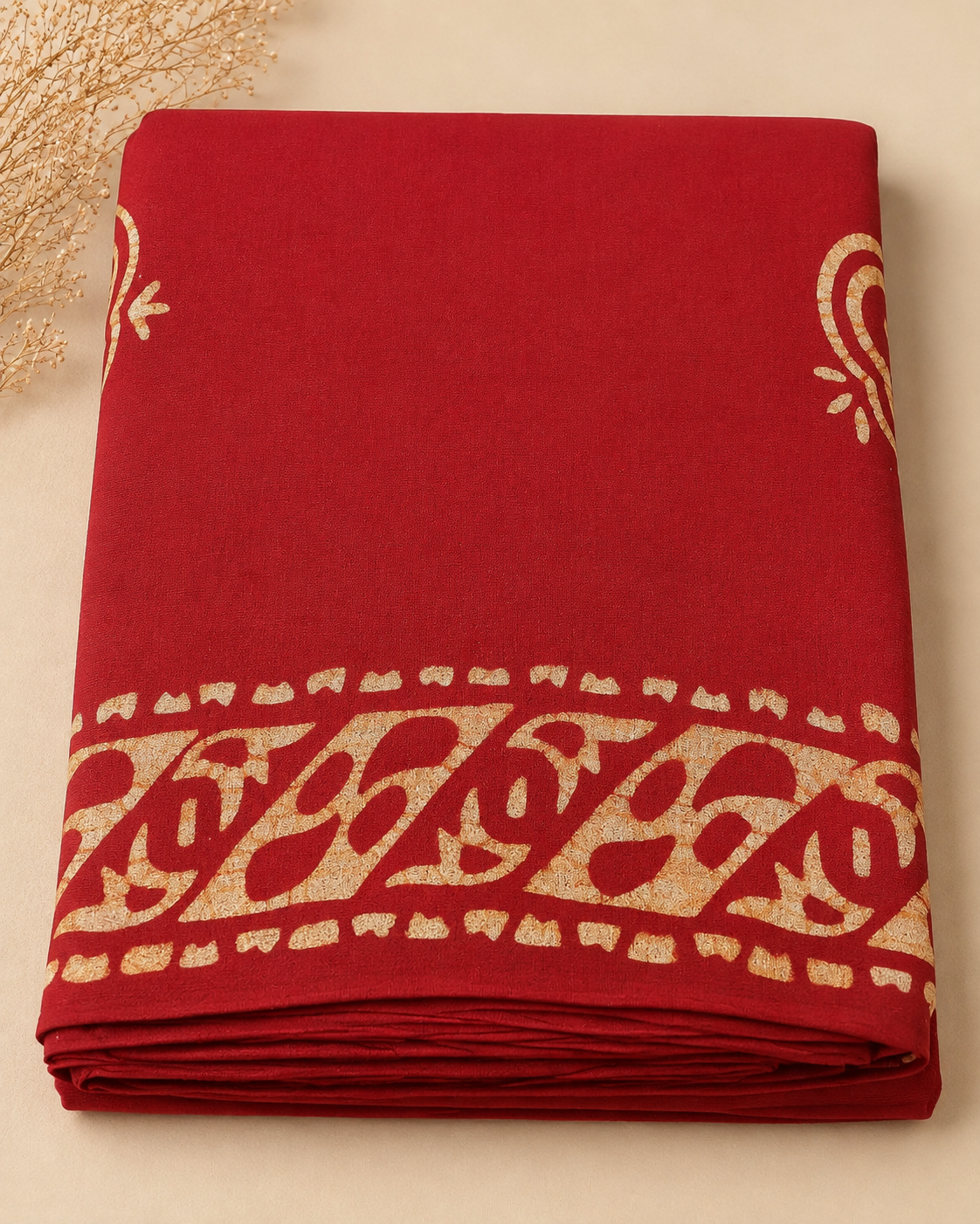 Crepe Georgette Saree with Unstitched Blouse Piece (Red)