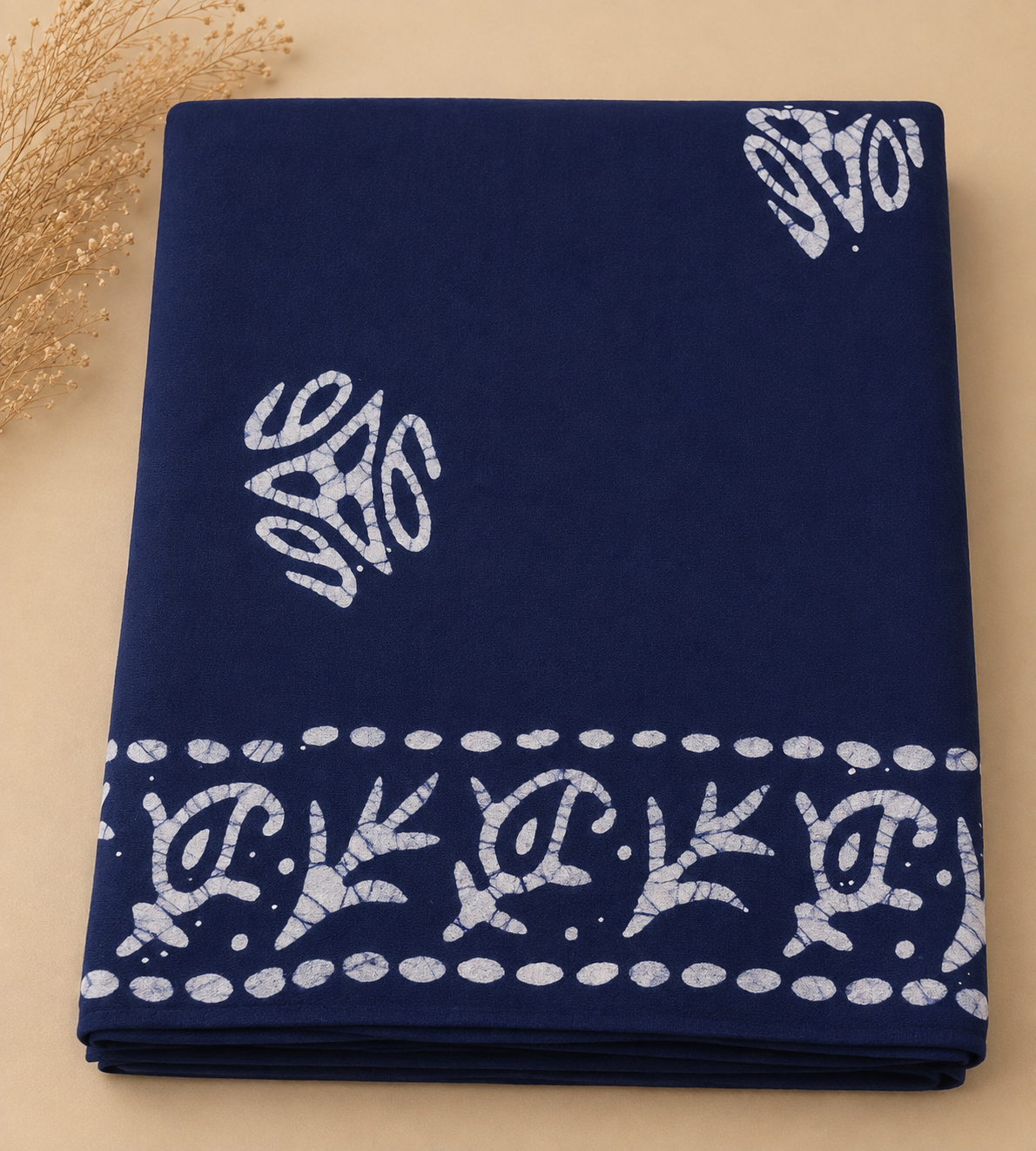 Crepe Georgette Saree with Unstitched Blouse Piece (Blue)