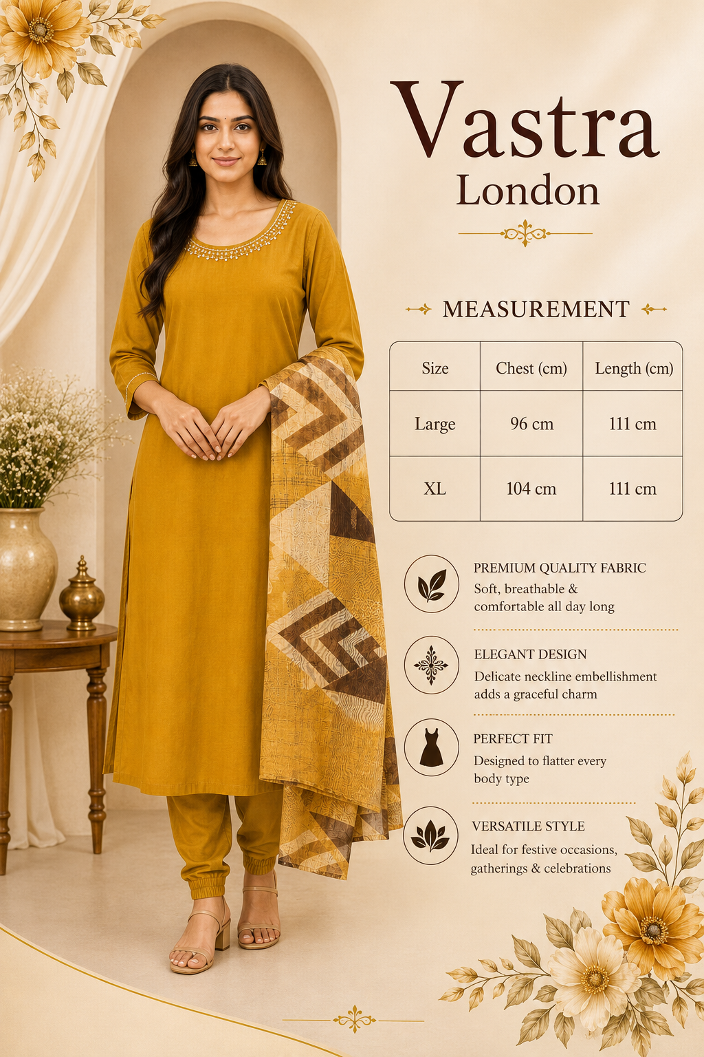 Mustard Gold 3-Piece Churidar Set