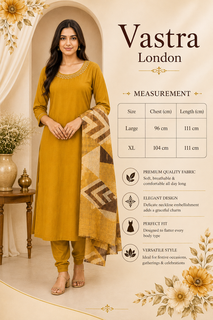 Mustard Gold 3-Piece Churidar Set