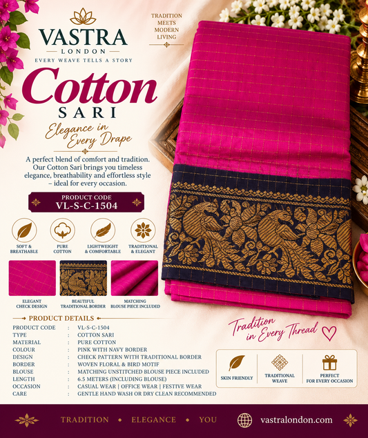 Vibrant Pink with Navy Blue & Gold Border