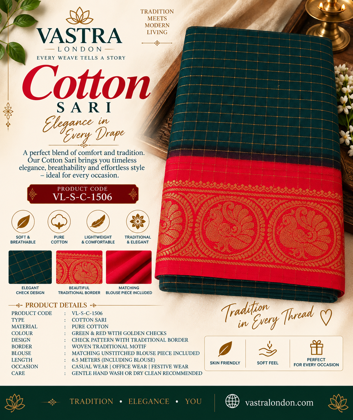 Deep Green with Vibrant Red Border