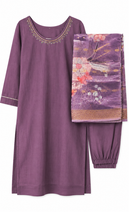 Mauve Purple 3-Piece Churidar Set